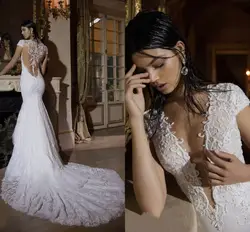 Vestido de noiva с рукавами-крылышками, белое кружевное платье с аппликацией, романтическое свадебное платье с открытой спиной Berta 2019, длинное