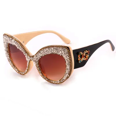 Fashion Brand Cat Eye Luxury Sunglasses Woman Shades Mirror Female Rhinestone Sun Glasses For Female Coating Gafas UV400 - Цвет линз: 6