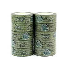 10 unids/lote de papel de cintas Washi de letras de reloj de mariposa Vintage de decoración para álbum de recortes, cinta adhesiva para diario de balas, papelería