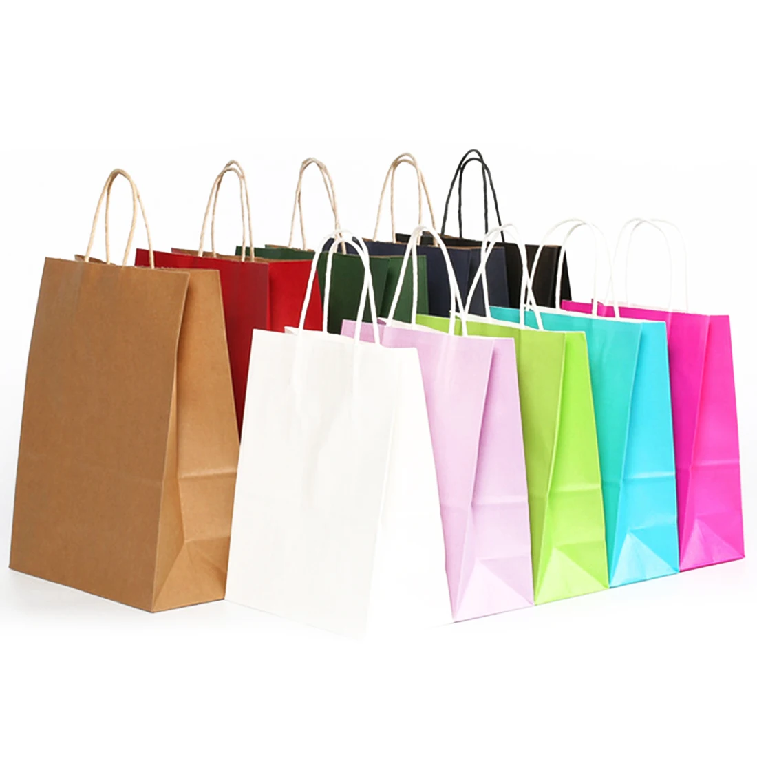 

8 color cowhide gift box candy box carton 10 pieces / batch large kraft paper bag with handle recyclable bag fashion clothes
