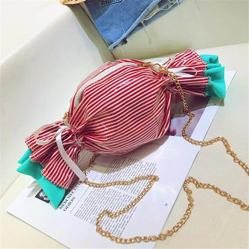 شكل الحلوى حقيبة يد 2018 جديد شخصية حقيبة الفتيات الحلو سلسلة Crossbody حقيبة كتف السيدات PVC حزب حقيبة صغيرة المحافظ