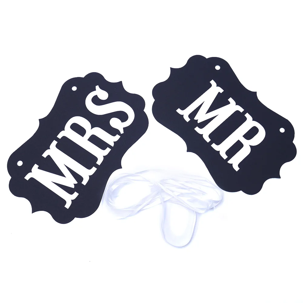 

DIY Black Mr Mrs Paper Board+Ribbon Sign Photo Props Wedding decoration Party Favor photocall for weddings