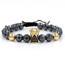 Креативный черный железный Плетеный инкрустированный браслет с короной аксессуары