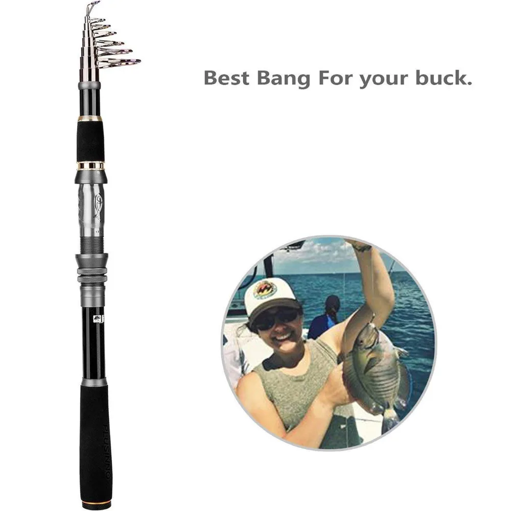 PLUSINNO Telescopic Fishing Rod Retractable Fishing Pole Rod Saltwater