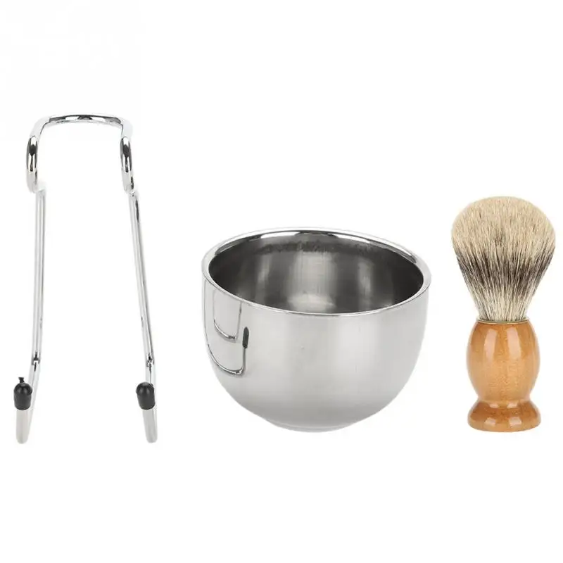 Мужской набор для бритья бороды, профессиональная нержавеющая сталь, чаша, подставка, щетка, усы, инструмент для бритья