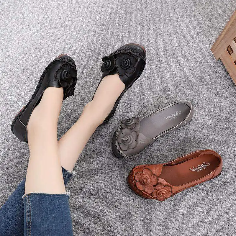 

women 2019 genuine leather flats heel slip on driving shoes spadrilles moccasins toe loafers sapatilha espadrillas 9580 big size
