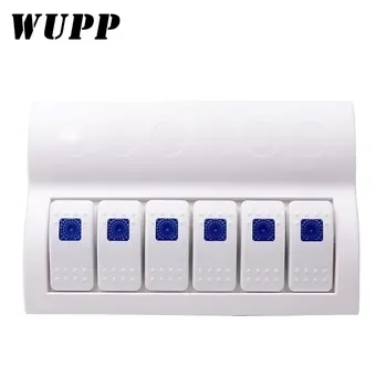 

WUPP Switch Panel 6 Gang Switches DC12 / 24V 3PIN Waterproof Rocker Switch Panel Circuit Breakers For Boat Marine RV Car-Styling