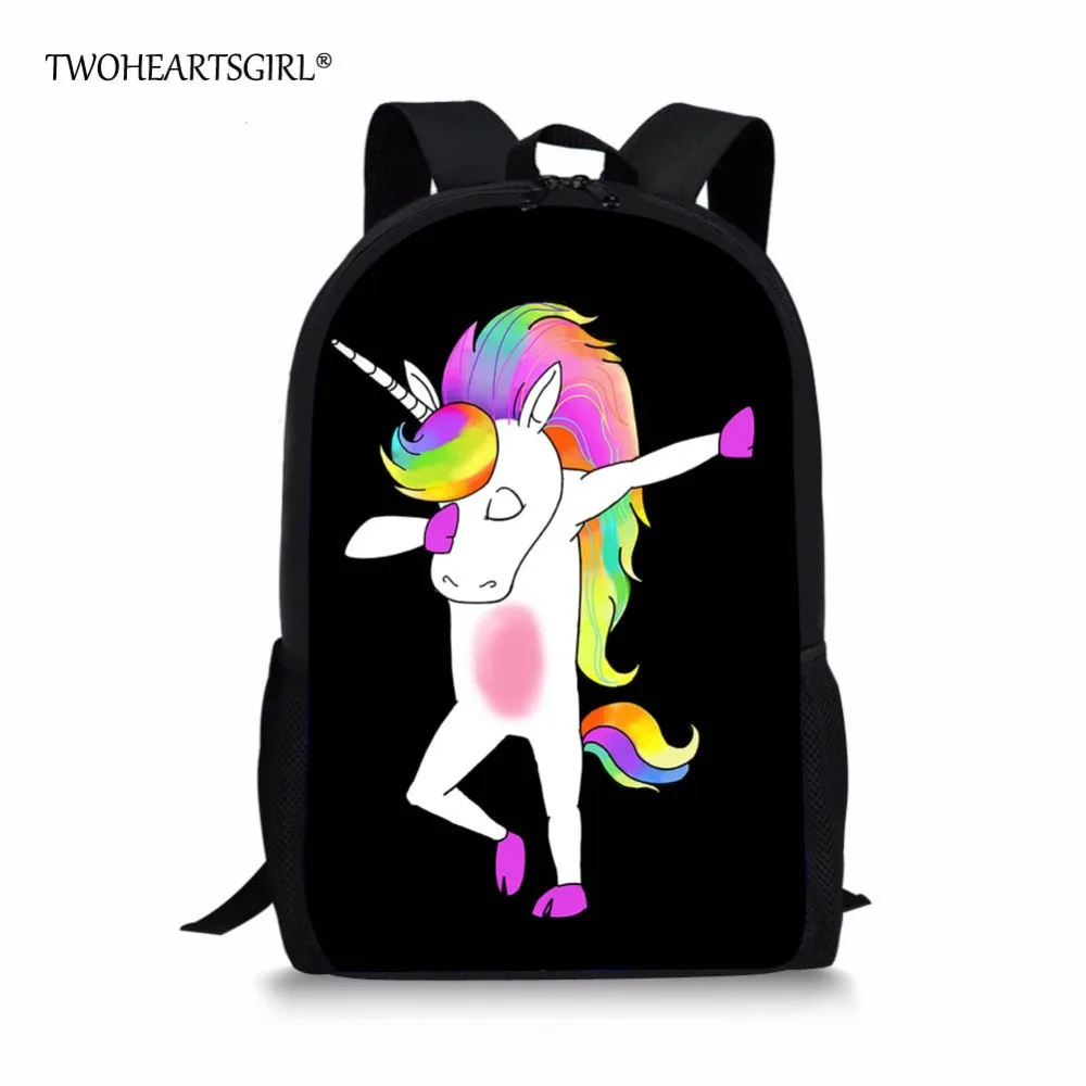 

TWOHEARTSGIRL Cute Cartoon Character Backpack for Kids Little Princess Girls Unicorn Backpack 16inch Children Bagpack Bookbag