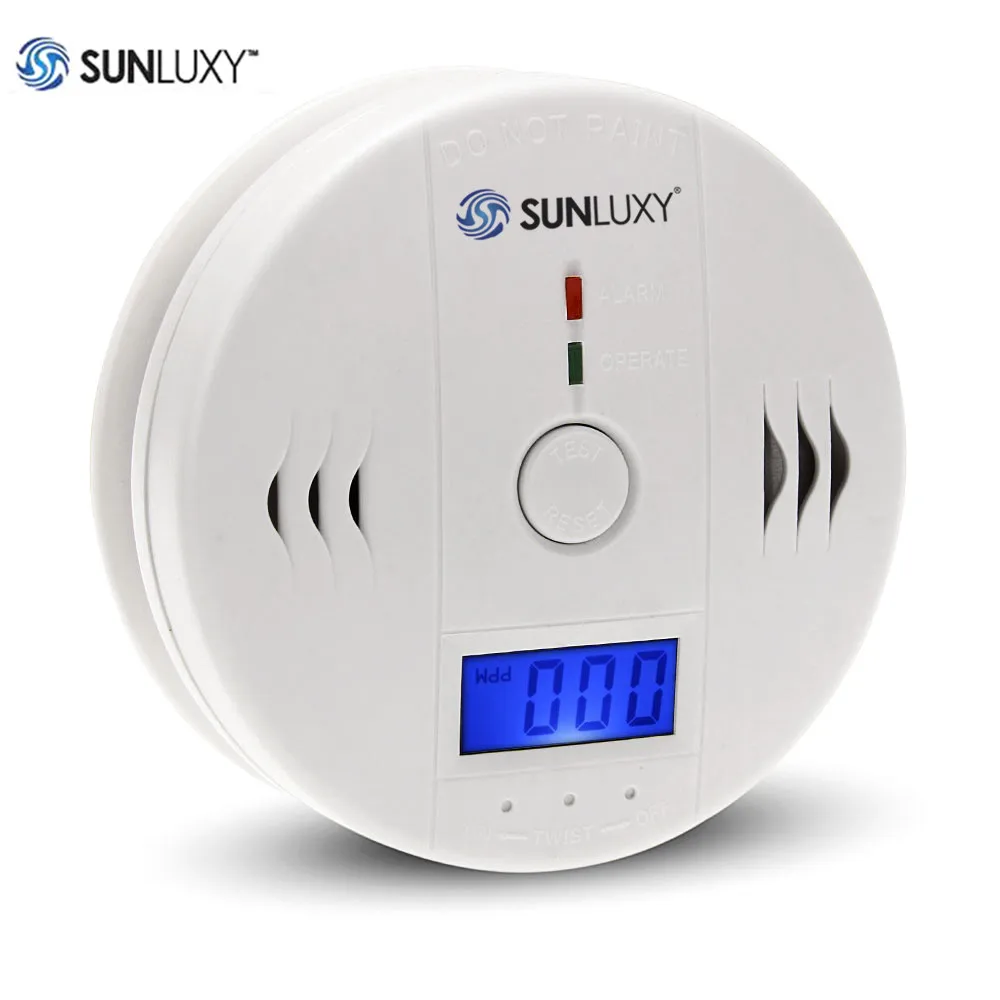 SUNLUXY 85dB сигнализации беспроводной CO угарного газа сенсор детектор Предупреждение ЖК дисплей домашние системы безопасности