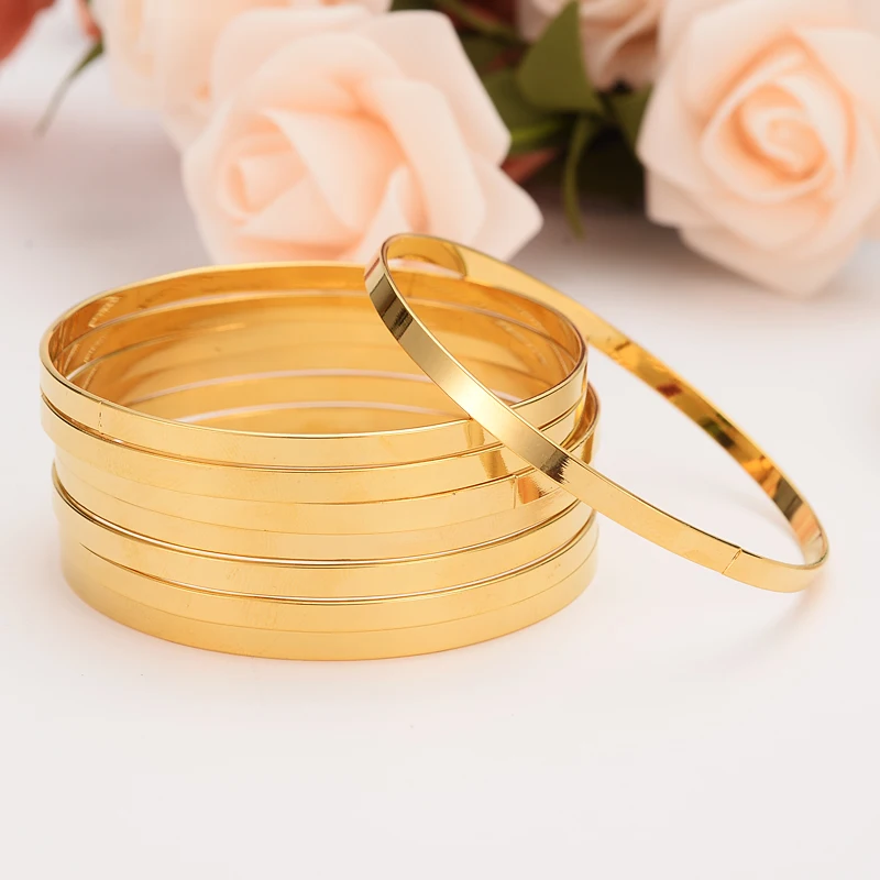 

4pcs Dubai India Gold Bangles Women Men Bracelets African European Ethiopia girls kids Jewelry bride Bangles gift anklet