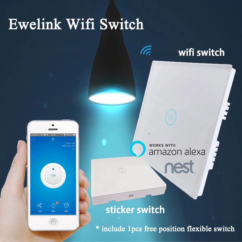 2017 Ewelink 1 Gang 2way WiFi Wall Light Touch Switch Panel with free position flexible 85-250V IOS Andorid Phone Remote | Электроника