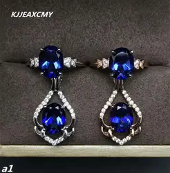 Kjjeaxcmy Fine Jewelry 925 Серебро инкрустированные натуральный танзанит кулон кольцо Shinv цвет Тото bo Цепочки и ожерелья комплект