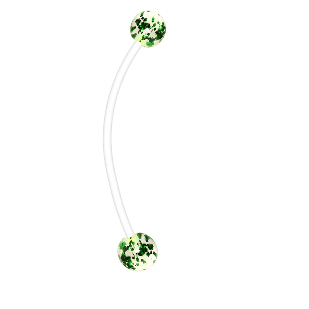 JUNLOWPY 1-4 года pcs 14G Беременность гибкий биопласт для пупка кольца акриловые штанга фабричного производства пирсинг для ушей, тела ювелирные изделия - Окраска металла: green