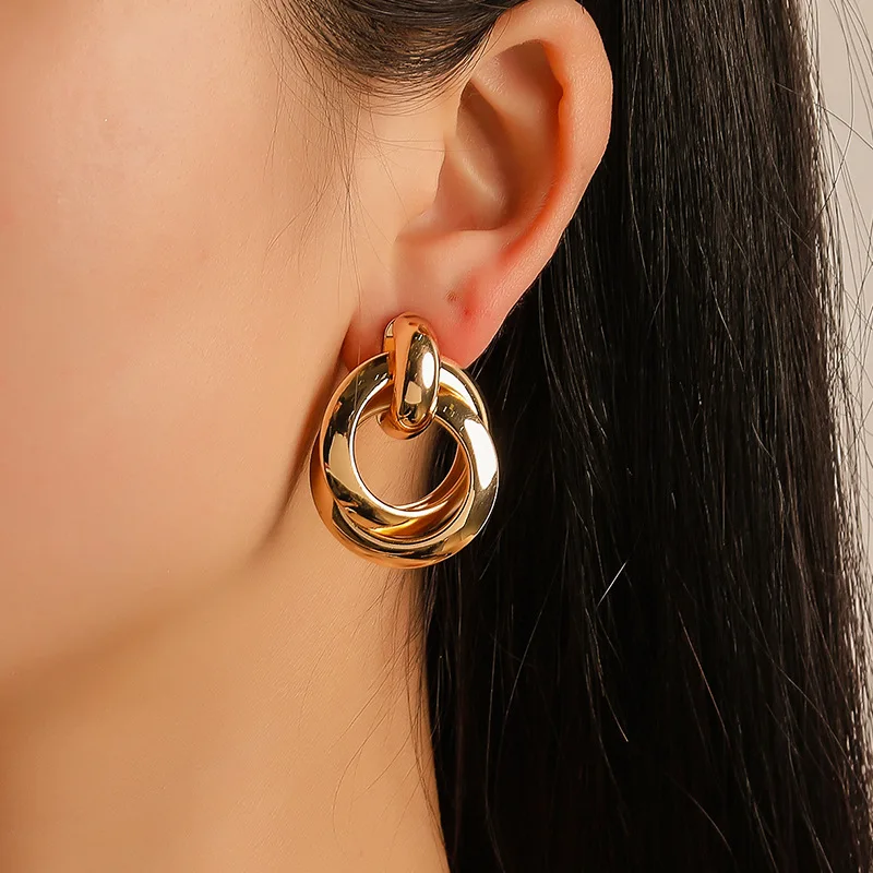 

Hot Sale Circle Clip Earrings Women Fashion Geometric Earrings For Party Wedding Ear Jewelry Gift Wholesale