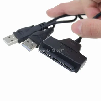 

2Pieces lot Dual USB 2.0 to SATA 15+7 Pin Data and Power Cable Adapter for 2.5 inch HDD SSD