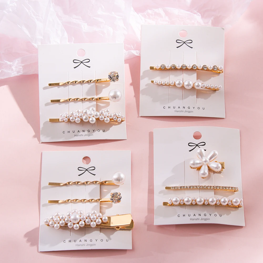 

1 Set Minimalist Pearl Hairclips Barrette Hair Clip Geometric Star Flower Hairpin Hairgrip For Women Girls Hair Styling Jewelry