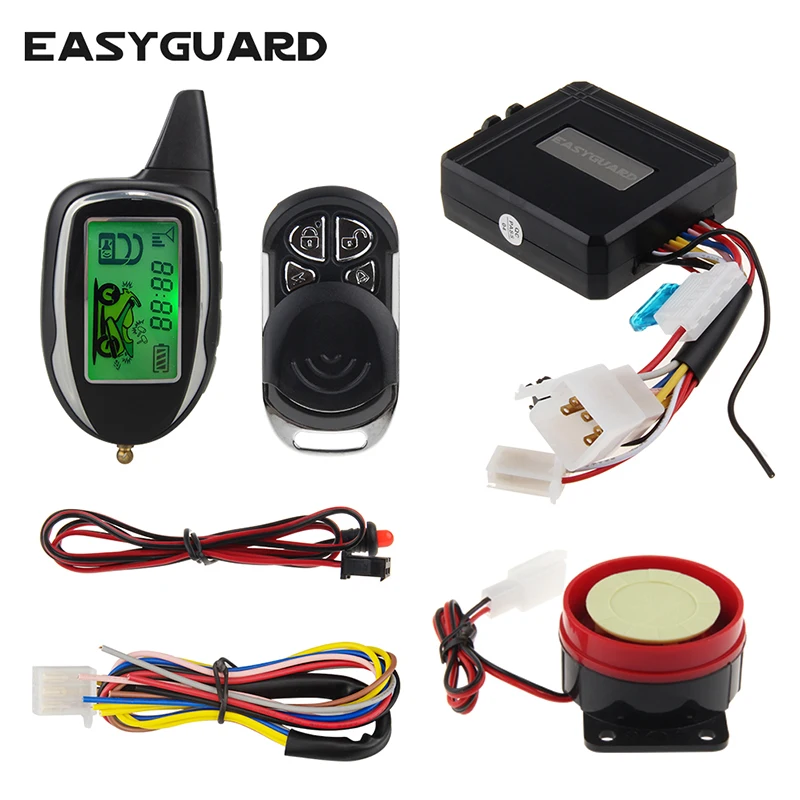 Качественный easyguard 2 way мотоциклетная сигнализация с дистанционным стартером двигателя датчик движения цветной ЖК-дис