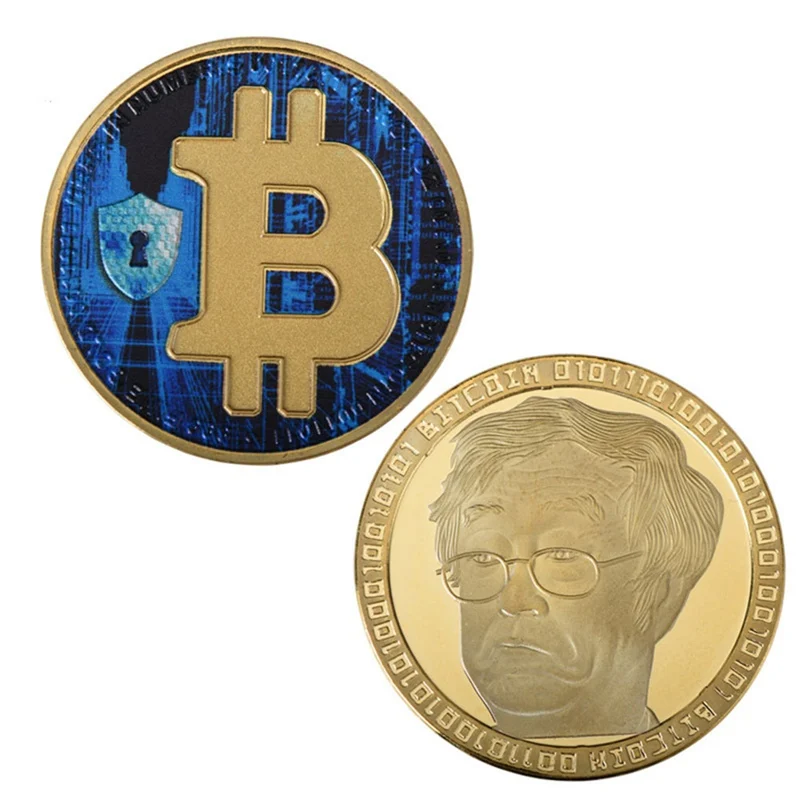 

Gold Bitcoin Commemorative Round Collectors Coin Bit Coin is Gold Plated Coin