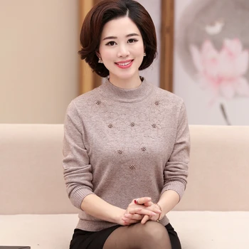 

New autumn and winter 2020 women's sweater long-sleeved loose underwear middle-aged sweater