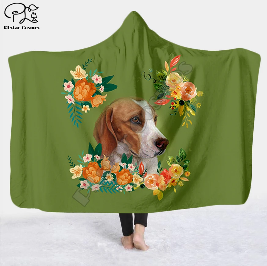 

Plstar Cosmos Pet dog flower puppy funny Blanket Hooded Blanket 3D full print Wearable Blanket Adult men women Blanket style-3