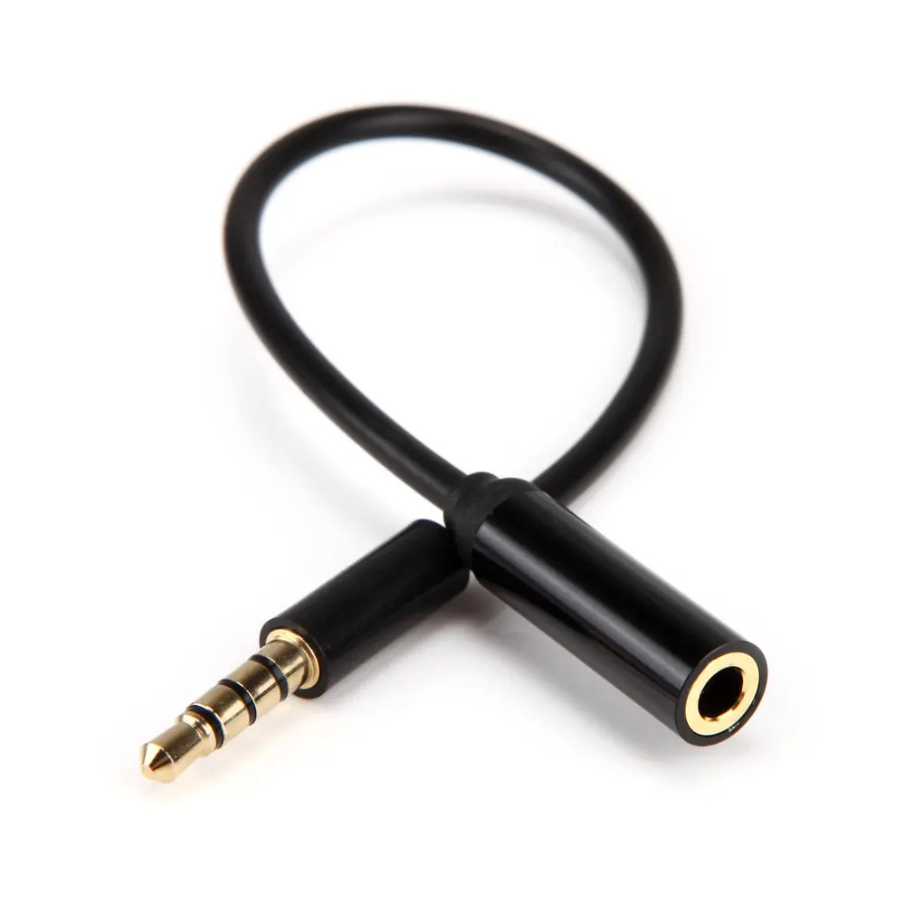  20cm Black 3.5mm Jack extension 3.5mm TRRS Female to 3.5mm TRRS Male 4 Pole cable for mobile,tablet pc,MP3 headphone EB10164 