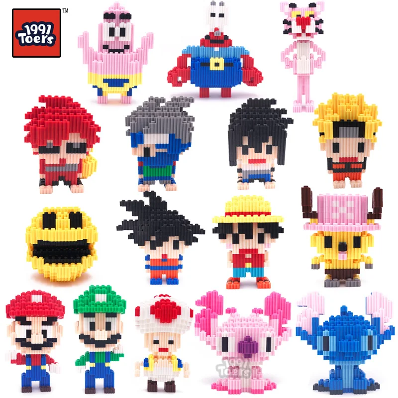 1991Toers Narutostitich SuperMariospongebobs Алмазные Кирпичи DIY творческие игрушки подарок для детей
