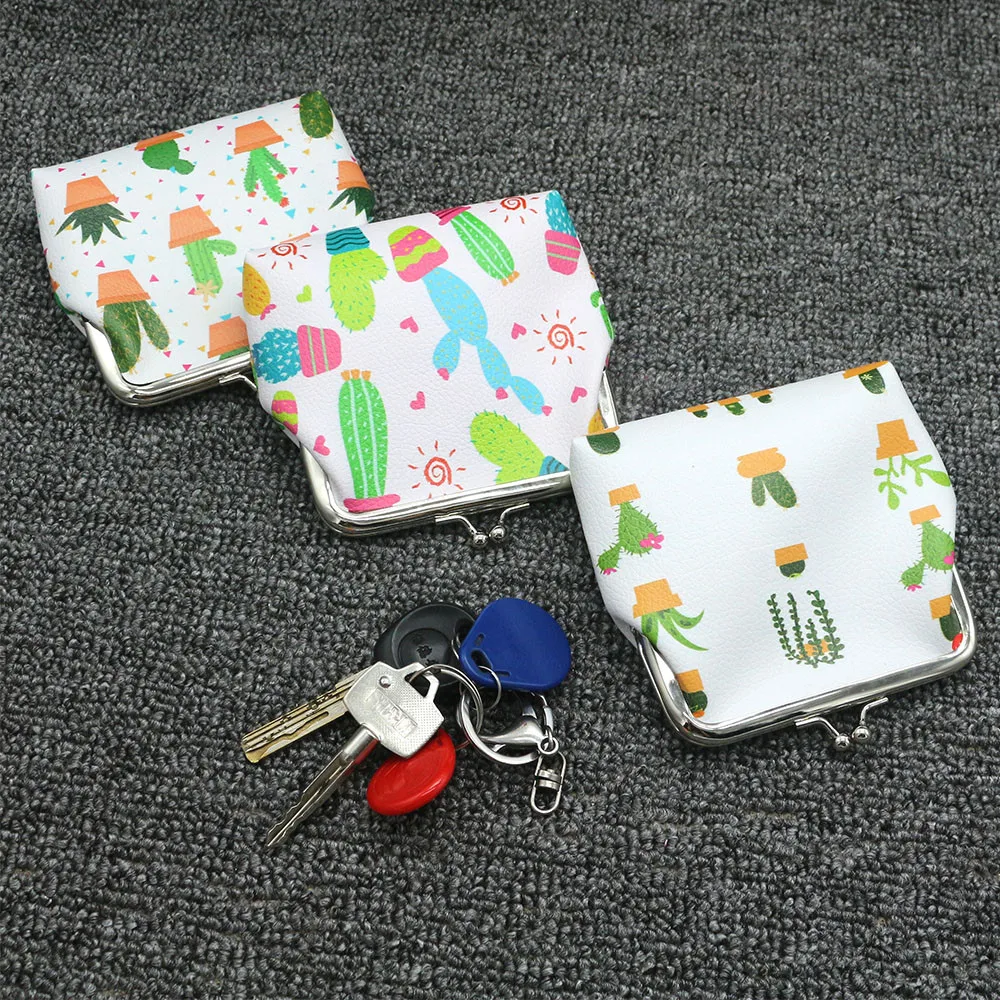 Aelicy/Модная милая сумка для закусок с изображением кактуса, кожаные кошельки с застежкой, кошелек для монет, Дамский мешочек для ключей, маленький кошелек