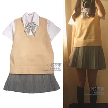 Primavera y Otoño Conjunto Traje de Cosplay 4 Unidades JK Mujeres Niñas Estilo Británico Uniforme Escolar de Marinero Uniforme Escolar Traje