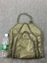Army Green Three SIZE 18/25/37cm Shaggy Deer PVC High quality luxury heavy chain bag Fashion Fold-Over toe