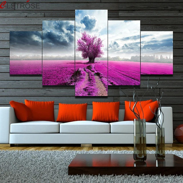 CLSTROSE Hot Sale Rushed Unframed 5 Piece Lavender Flowers