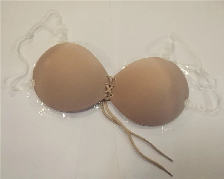 

Sexy Invisible bra 3cm thick Self-Adhesive Strapless Silicone Breast Push up Bra with Clear Straps Size A B C D