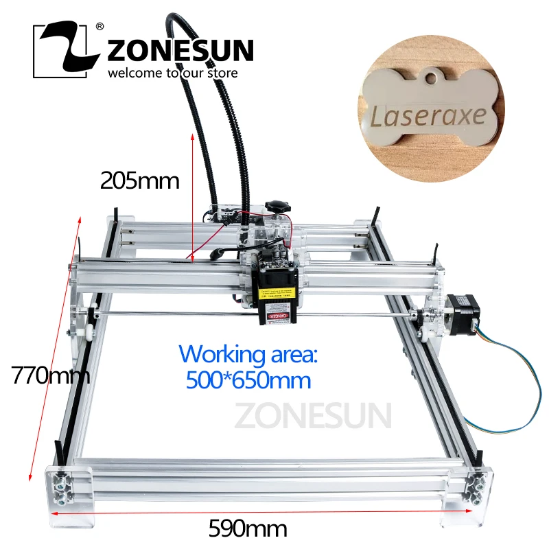 ZONESUN 7000 МВт Мини рабочего DIY лазерная гравировка гравер резка машина Лазерный гравер ЧПУ печати изображения см 50X65 см логотип