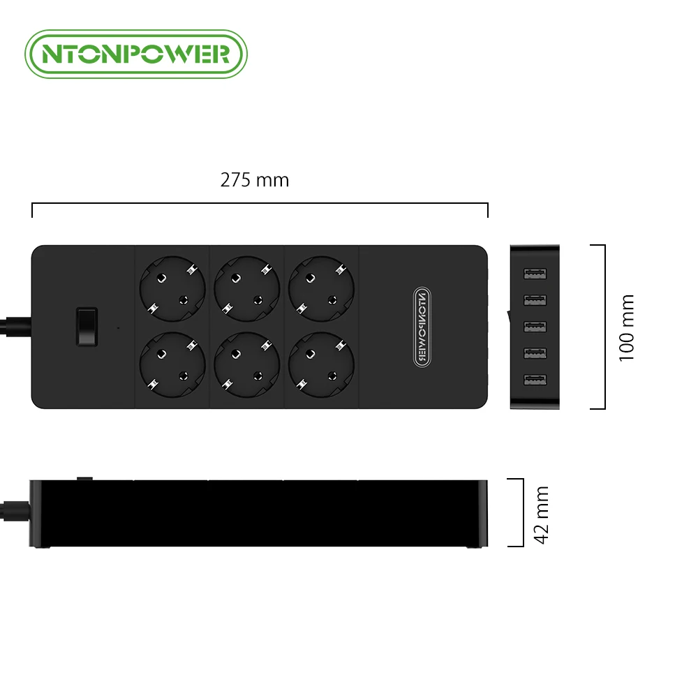 Ньтон Мощность Смарт Мощность полосы Стабилизатор напряжения 4/6/8 Мощность розетки 4 USB Порты и разъёмы ЕС штекер розетка удлинителя для мобильных телефонов Планшеты - Цвет: Зеленый