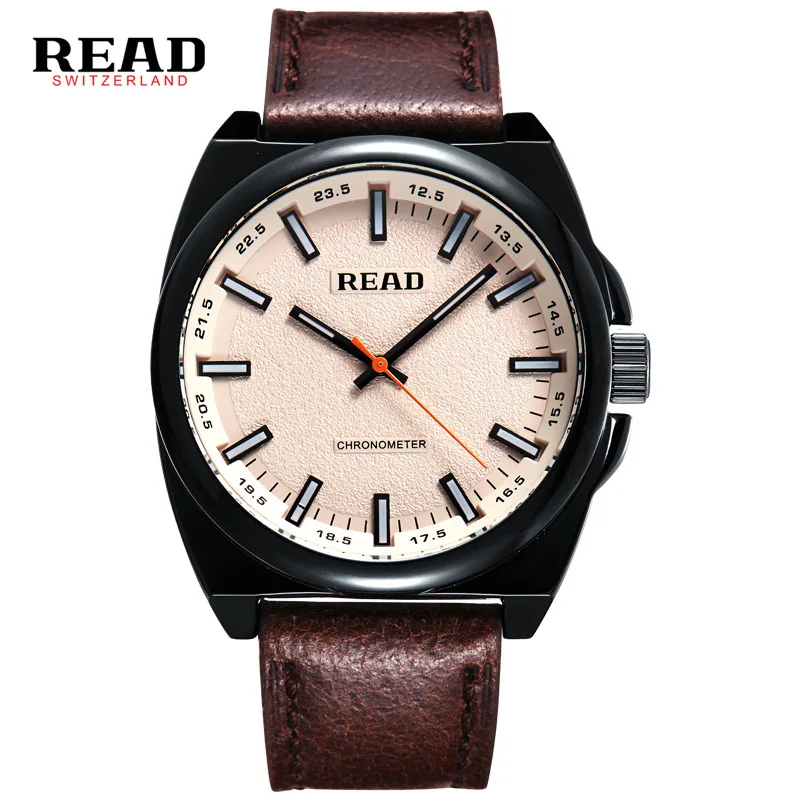 

READ 2017 fashion quartz Water Resistant simple Large dial design orange strap for leather watches men The minimalist 2061round