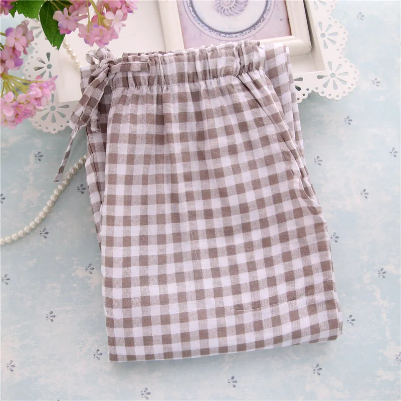 Для женщин Пижама дно плед печати весна-осень хлопковые пижамы Штаны Для женщин s пижамные штаны для мужчин женская одежда для сна; Пижама со штанами A649