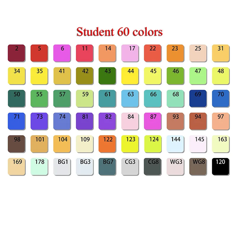 Weiyu 30/40/60/80/168 цветов маркеры для рисования жирных спирт маркер для рисования кисть манга ручка анимация дизайн товары для рукоделия Marcador - Цвет: Student 60 colors
