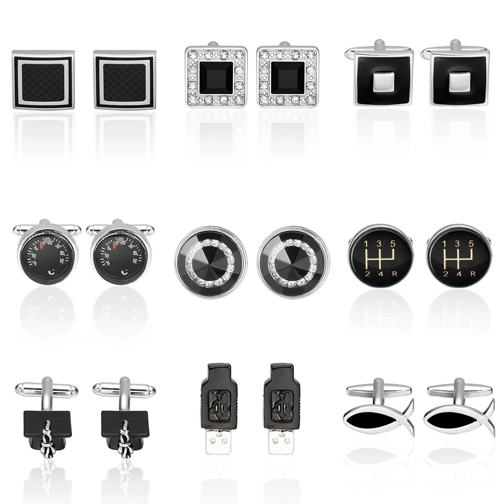 

Memolissa Classic Square Round Cufflinks Mature Man Black Cufflinks Luxury High-grade Shirt Cuff Button Gemelos Para Camisas