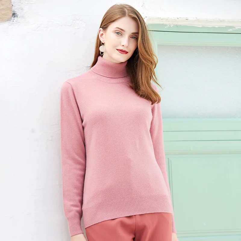 LHZSYY Autumn Winter New Women's Pure Cashmere Sweater High Lapel Slim Soft Warm Solid Shirt Knit Pullover Short Female Sweaters