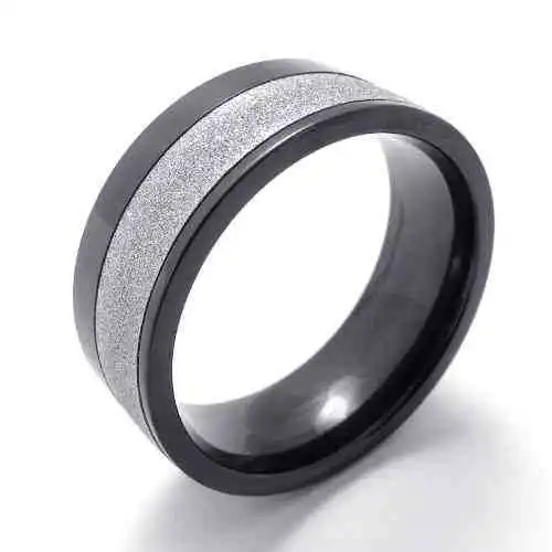 Punk Jewelry 316L Stainless Steel Rings Black And Dull Polished Simple