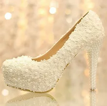 Spitze hochzeit pumps high heels schuhe perle brautschuhe prinzessin weiß spitze blume pumps high heels plattform party heels