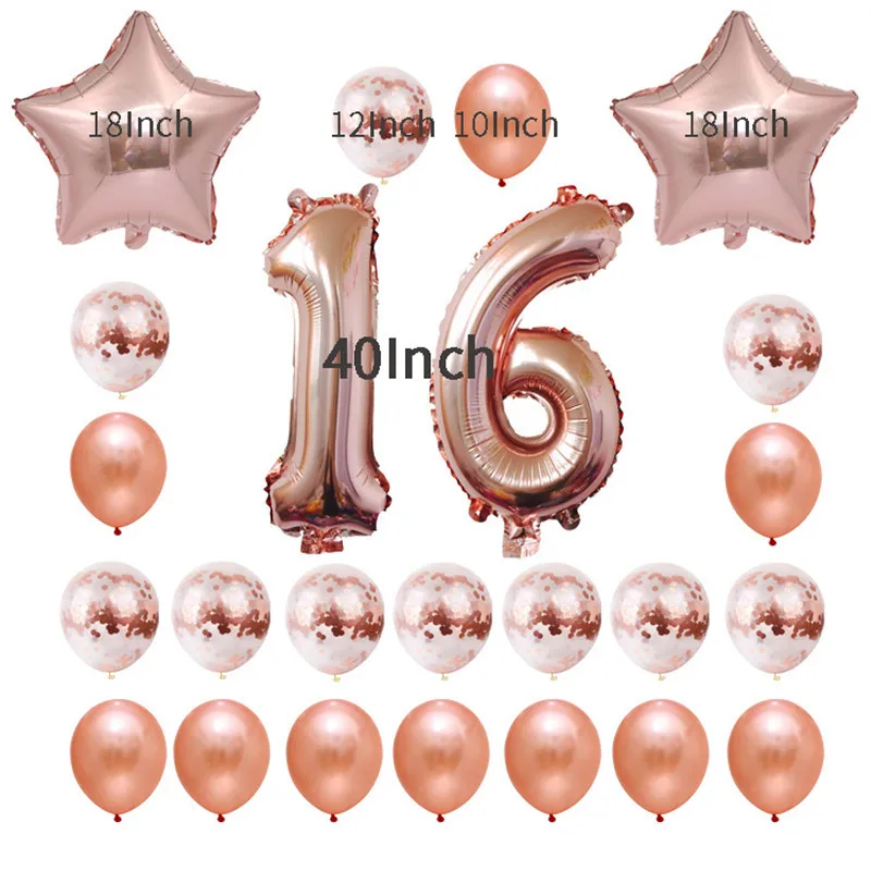 

Hot 24 Pcsset 16 21 30 40 50 60 Years Old Happy Birthday Rose Gold Confetti 40 Inch Aluminum Foil Birthday Party Decoration ww