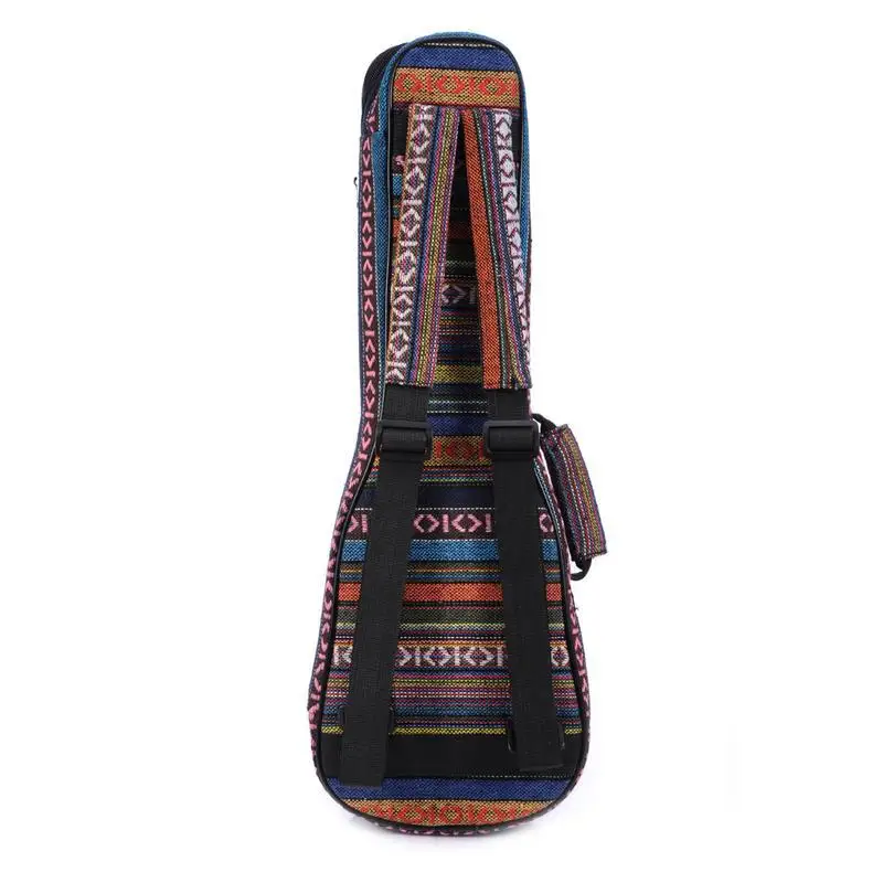 21/23/26 Inches Ethnic Knitting Style Ukulele Bag Backpack Double Shoulder Strap Cotton Padded Ukelele Carrying Case