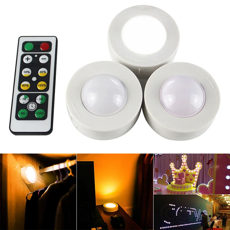 

6 Pcs Wireless LED Closet Lights with Remote Control Pat Light for Kitchen Under Cabinet Night Lamp DAG-ship
