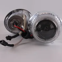 2 шт. HID объектив проектора фары 12 V 35 W 3400LM H7 H4 9006 Маленький Набор Сменные светодиодные лампы для автомобиля фары линзы с ангельские глазки