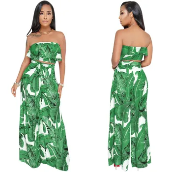 

2019 Limited Hot Sale Pattern Hollow Out Sleeveless Europe And America Elegant Fashion Sexy Wide Leg Pants Two-piece Suit