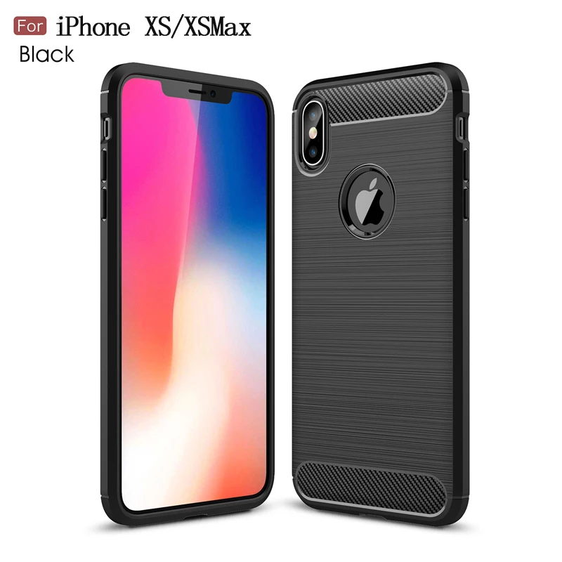 Для Apple iPhone Xs Max Мягкий силиконовый чехол TPU крышка углеродного волокна случае