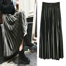 YOFEAI женский Тюль простой плиссированный юбка с высокой талией Женская бархатная юбка плиссированные юбки плиссированная юбка Свободная плиссированная юбка