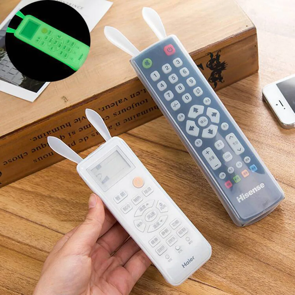 

TV Remote Control Protective Cover Funny Rabbit Ear Air Conditioning Remote Controller Dustproof Silicone Protective Cover Case