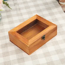 Zakka пояса замок стеклянный ящик деревянный ящик раскладушка ретро натурального дерева решетки шкатулка ящик для хранения стол органайзер
