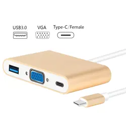 USB C Тип C к VGA адаптер USB 3,0 тип-c Женский 3 в 1 USB 3,1 USB-C конвертер кабель для Macbook Air Pro 2018 Chromebook Pixel